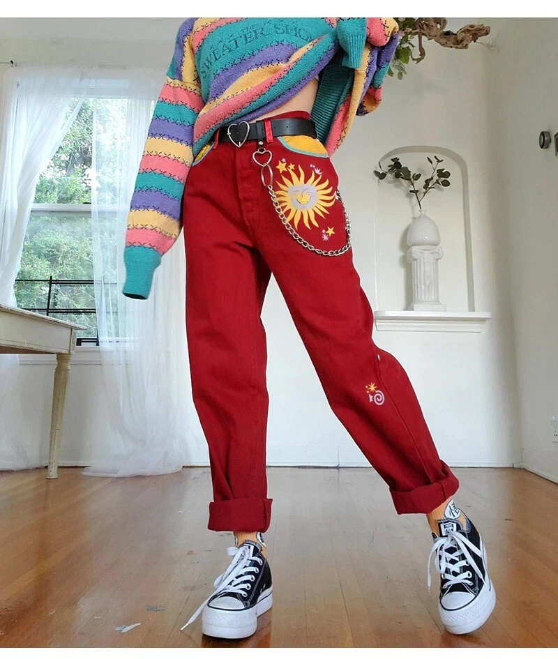 Red hippie pants sale