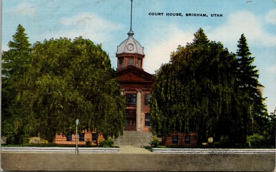 Postcard Brigham Utah - Court House - Box Elder County