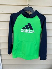 adidas Blue Green Climawarm Hooded Hoodie Jacket Boys size L 14/16