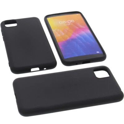 Hülle für Huawei Y5P Tasche Schutz Handytasche TPU Gummi Case Schwarz - Bild 1 von 4