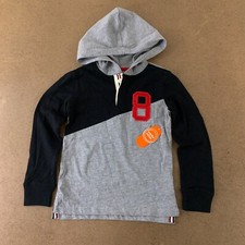 Wonder Nation Boys Size XS 4-5 Gray  Black Jersey Long Sleeve Hoodie NWT