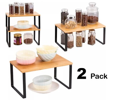Küchentheke Schrank Regal Organizer 2er Set Bambus Regale Gewürzregal