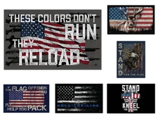 NEW! 3X5ft Buck Wear American Theme Flag USA Deer Reload Pack Stand & Cross