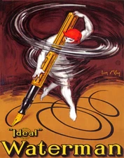 IDEAL WATERMAN  LUXURY FOUNTAIN INK PEN ART VINTAGE POSTER REPRO FREE S/H
