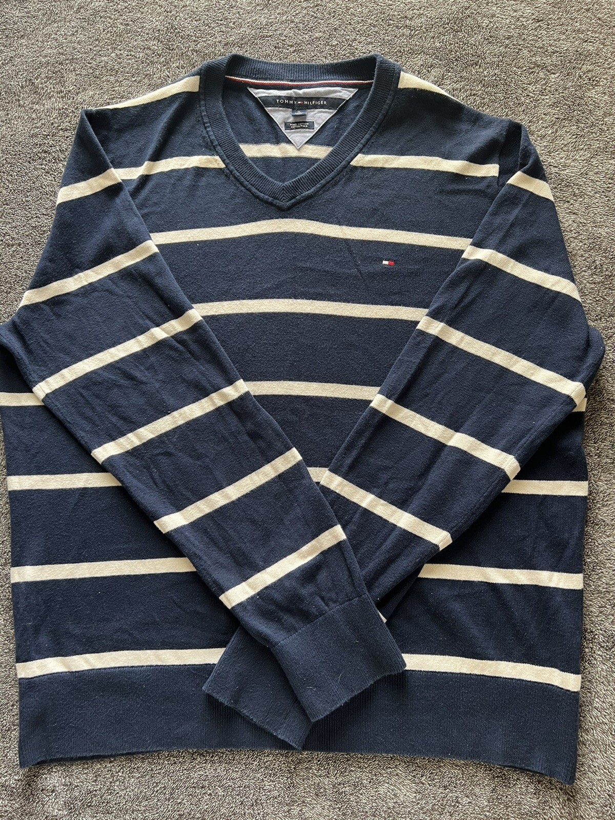 Tommy Hilfiger Stripe Knit V-Neck 