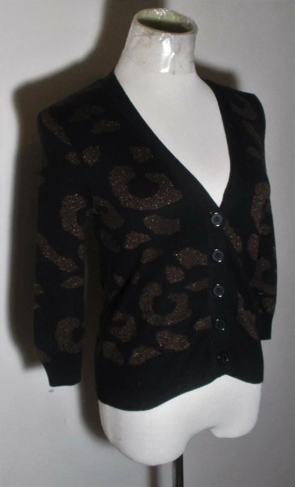 Cárdigan Suéter Metálico TAKE OUT Negro Marrón Metálico Talla S Foto 3 de 4