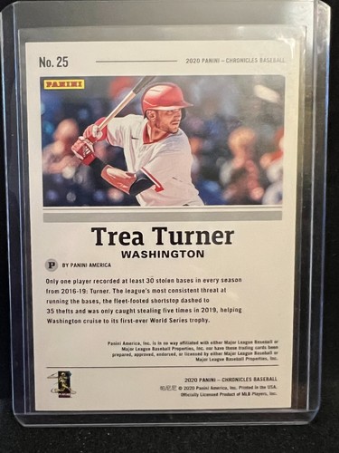 Trea Turner 2020 Chronicles Contenders Red #68/100 - Washington Nationals - Picture 2 of 2