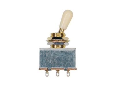 Kippschalter 3-fach, Blockform, elfenbein Knopf, gold