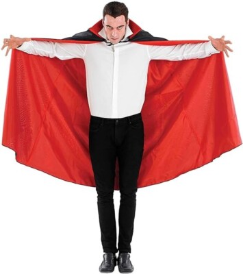 Dracula Vampir Umhang Teufel Damen Herren Unisex Halloween Fasching Kostüm Cape