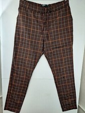 Bolongaro Trevor Mens W34 Brown Plaid Casual Pull On Pants NWT