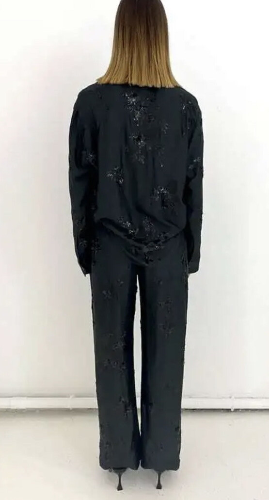 ZARA WOMAN NEW BLACK EMBROIDERED SEQUIN PANTS SIZE M-XXL REF.2731/291 | eBay