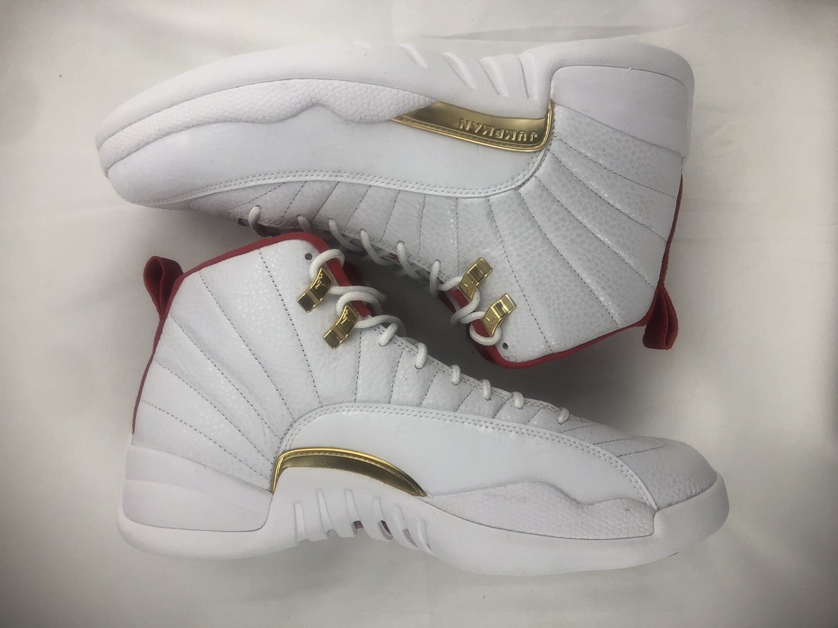 white and red jordan 12