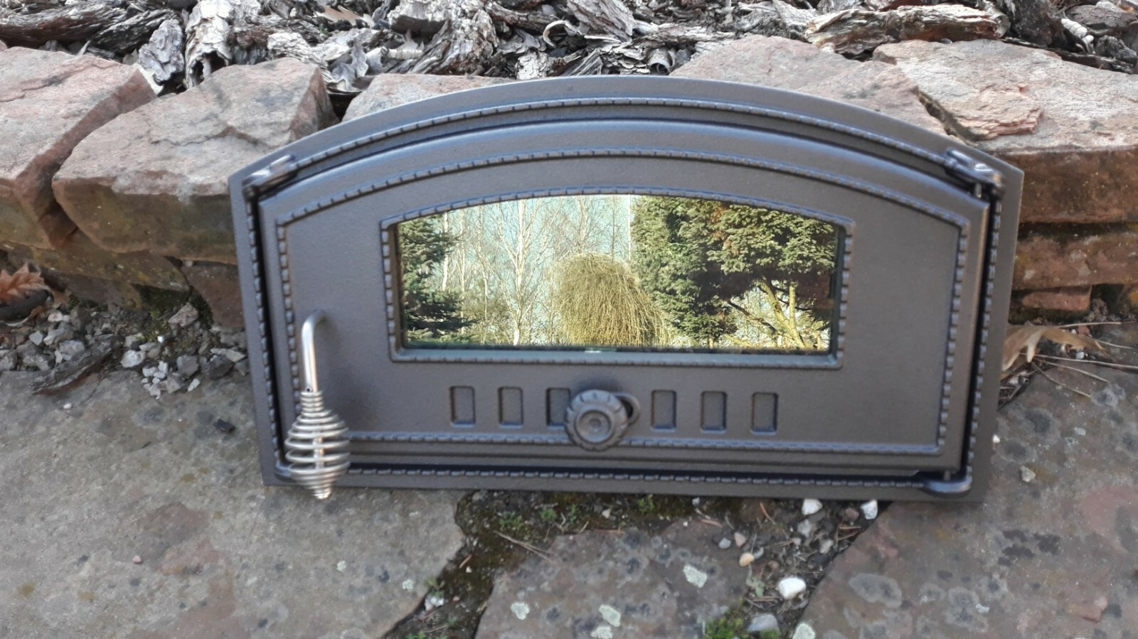 Cast Iron pizza oven door with glass bread oven doors 490x280mm eBay