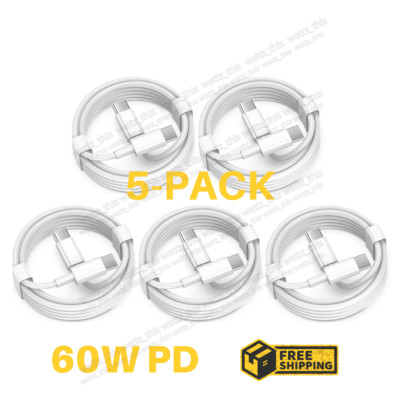 5PACK 60W USB C to C Cable Fast Charge PD Cord 3/6FT For iPhone15 16 Samsung Lot