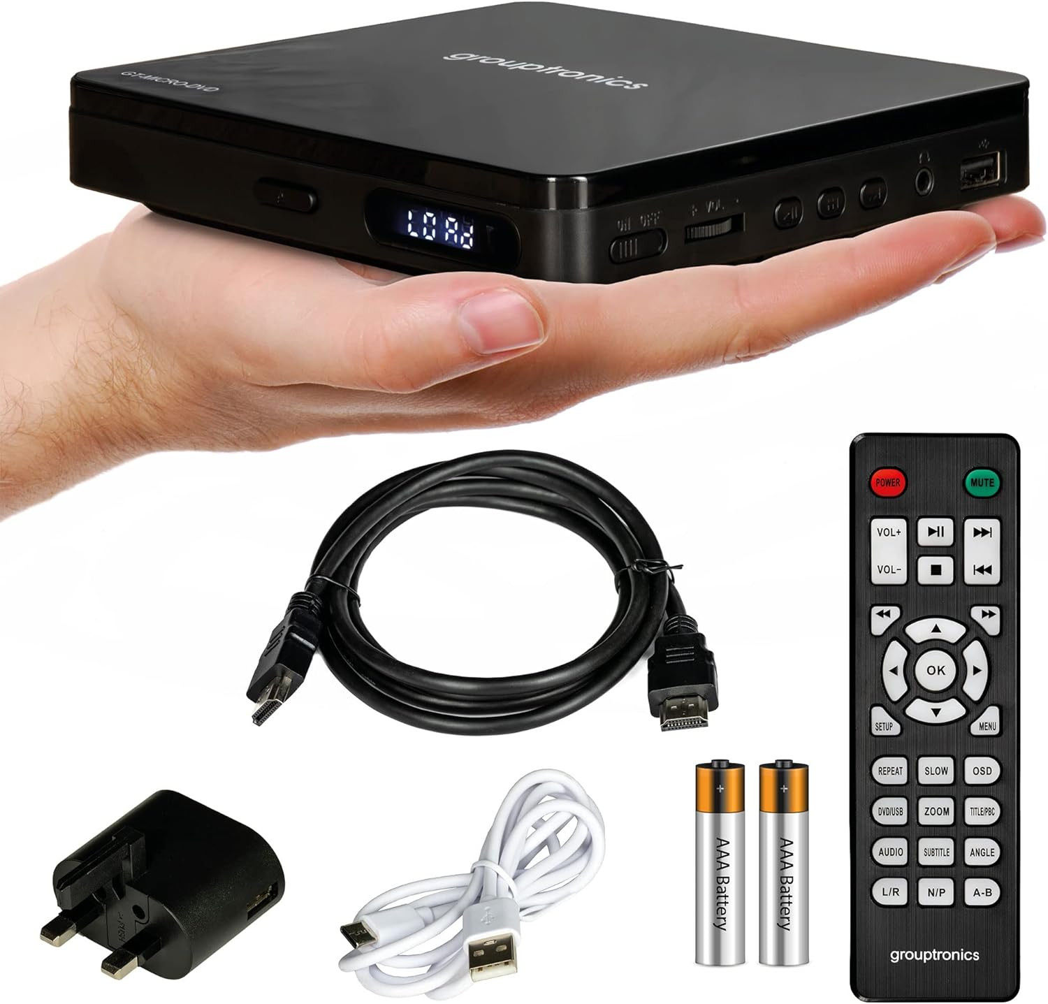 Grouptronics GT-MICRO-DVD Mini Multi Region HDMI DVD Player - Black - Image 4
