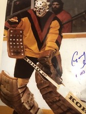 The SKULL Vancouver CANUCKS Gary BROMLEY #30 Signed CUSTOM 8X12 Hologram COA WOW