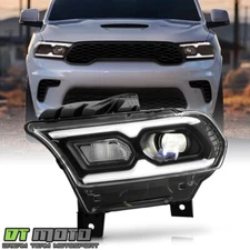 For 2021-2024 Dodge Durango Black w/Halogen Turn Signal LED Headlight - Driver