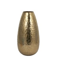 Image of New Attractive Hammered Metal Vase, Perfect For Any Flat Surface - Champagne