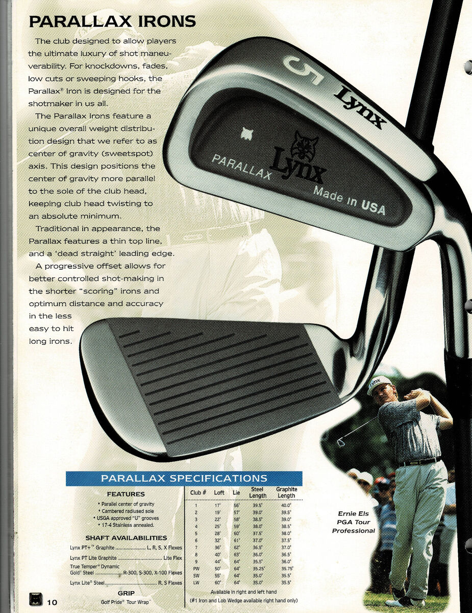 NOS 1993 Lynx PARALLAX 9-IRON Lynx Lite Steel RH-S - for