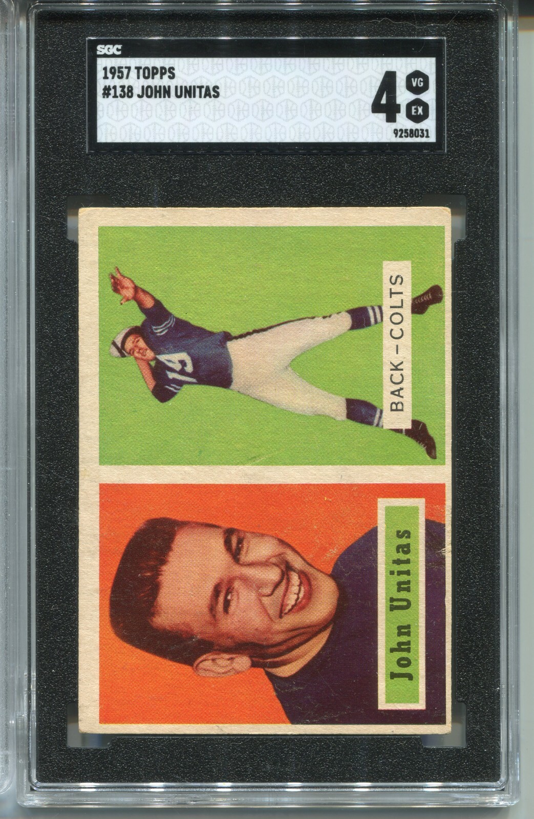 1957 Topps Football #138 John Johnny Unitas Rookie Card Graded SGC 4
