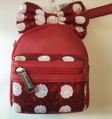 NWT Disney Loungefly MINNIE MOUSE Red Sequin Wristlet 