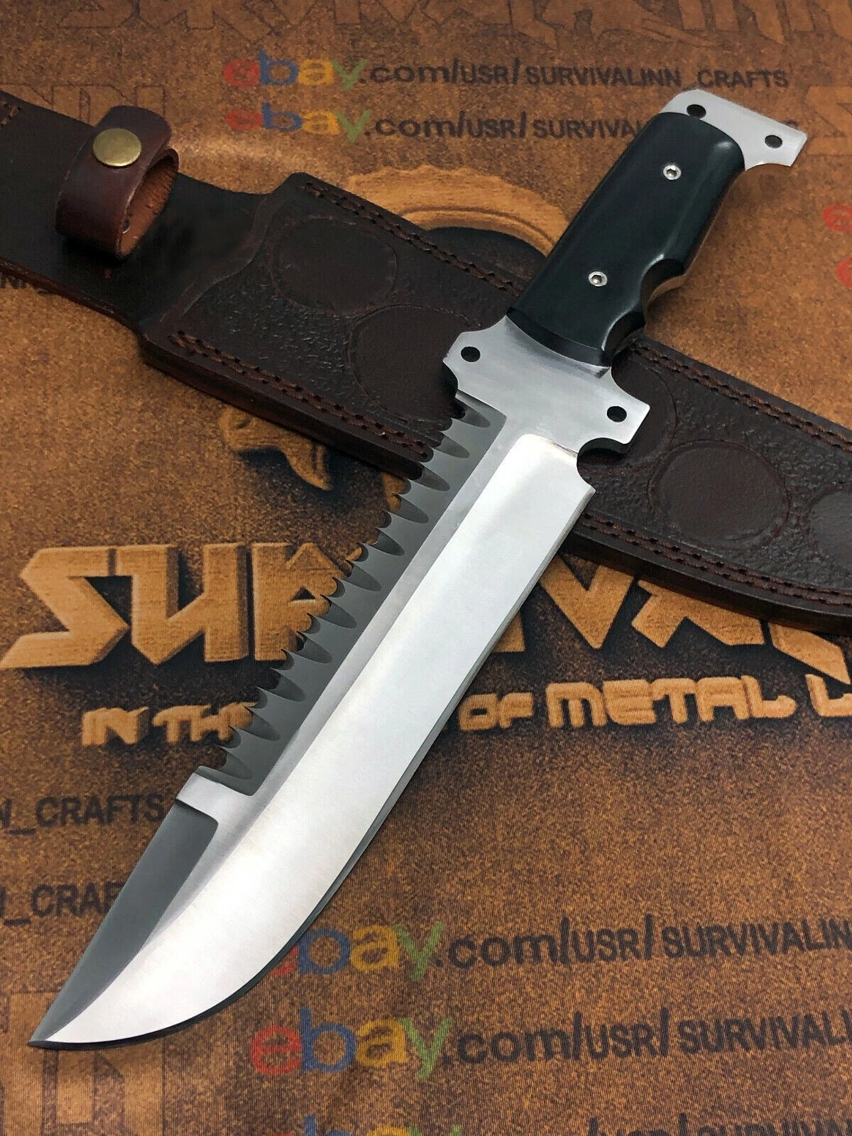 FIF CUSTOM HANDMADE D-2 STEEL CAMPING OUTDOOR HUNTING BOWIE KNIFE WITH SHEATH