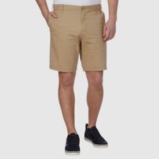 NEW Beige 42 IZOD Men  s Relaxed Flat Front Casual Classic Shorts Stretch