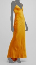 $595 Alice + Olivia Women's Orange Satin Self-Tie Deep Montana Dress Size 6