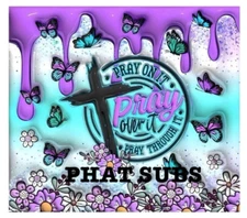 20oz Sublimation Tumbler Wrap Purple Pray On It Ready To Press Heat Transfer