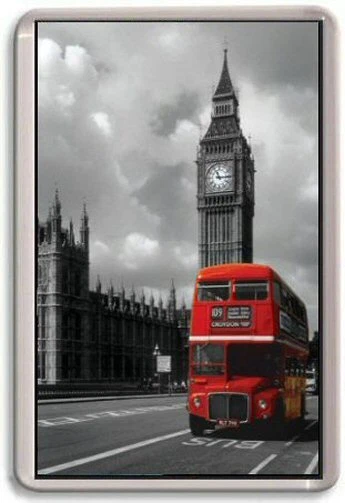 London England Bridge Fridge Magnet red bus #1