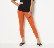 Women with Control Petite St.Tropez Twill Legging w/Pockets Pureed Pumpkin 8 New