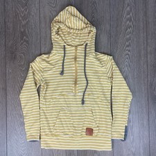  Pullover 1/2 Zip Shirt Hooded Hoodie Yellow Stripe Kangaroo Sweatshirt