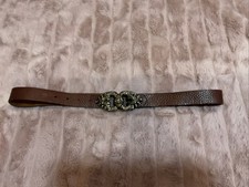 Vtg Emporio Armani EA Italy Womens Pebble Leather Belt Embellished Buckle S M