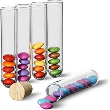 100x Kunststoff Reagenzgl&auml;ser Reagenzglas mit Korken 100x21 / Geeignet f&uuml;r M&Ms