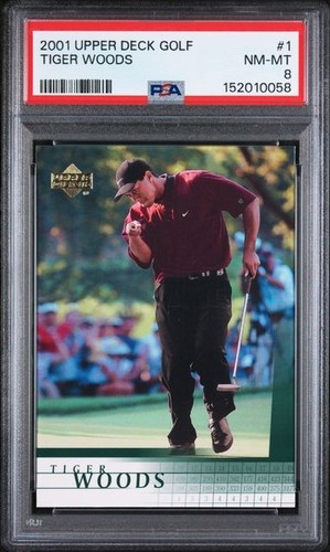 2001 UPPER DECK GOLF #1 TIGER WOODS RC Rookie Golf Card PSA 8