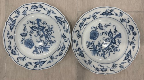 2 Blue Danube 8 3/4” Salad Luncheon Plates Japan Blue Rectangle Stamp
