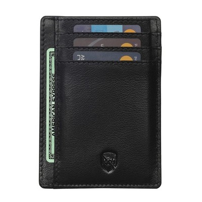 ALLEN & MATE 100% Leder schmale minimalistische Geldbörse - RFID minimalistisch, schwarz 