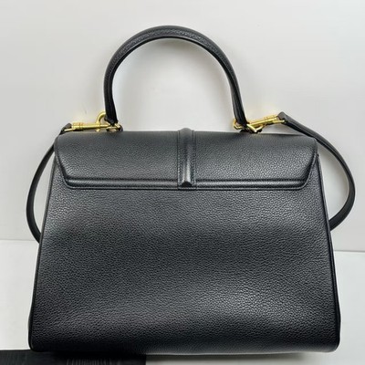 Celine Black Pebbled GHW 16 Top Handle | eBay
