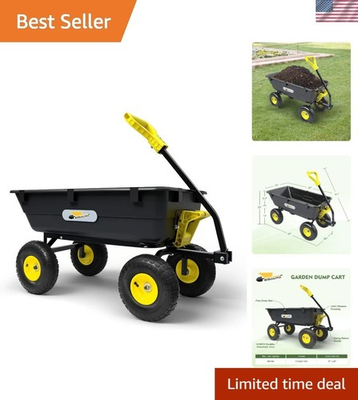 #ad Garden Dump Cart Heavy Duty Utility Wagon with 900 lb Capacity 5 Cu Ft Bed $184.00