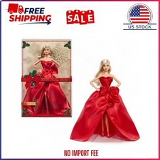 2026 Holiday Barbie Doll Barbie Signature Blonde Red Gown Bow Detail Collector