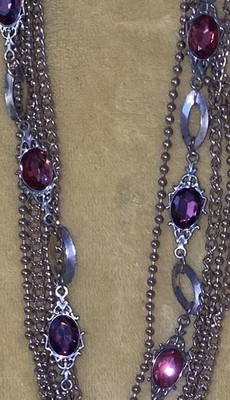 Vintage Gold Tone Purple Pinkish Looking Stones Erica Lyons Long Necklace
