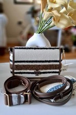 NWT TORY BURCH THEA STRIPE FLAP CROSSBODY BAG W/2 STRAPS 555.00