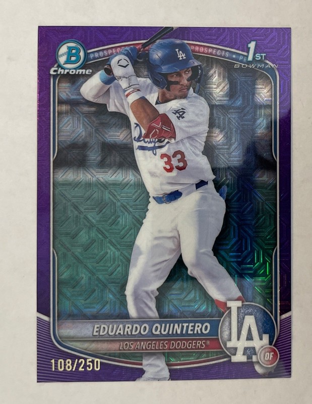 2025 Bowman Chrome Prospects Eduardo Quintero Purple Mojo Refractor /250 Dodgers