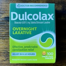 Dulcolax Laxative Tablets Reliable Overnight Relief 100 Ct Exp 2027  FREE SHIP