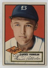 1952 Topps Bud Podbielan (White Back; Called Clarence on Card) Rookie RC 04ky. rookie card picture