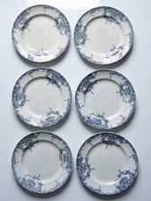 6 assiettes anciennes Boch Frères Keramis modèle Dauphin décor bleu XIXe-XXe