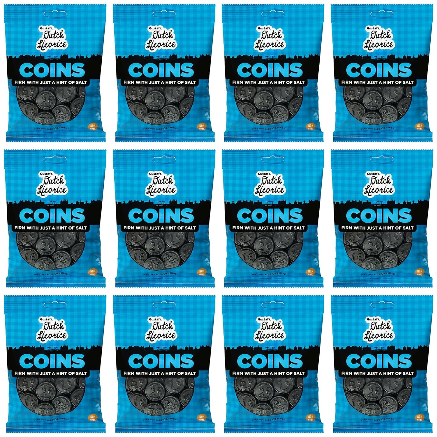 Gustaf's Salted Dutch Licorice Coins - 12 Pack of 5.2oz Bags - Black... 