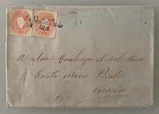 LOMBARDO VENETO 1863 LETTERA COPPIA 5 SOLDI DA ISOLA DELLA SCALA A VENEZIA