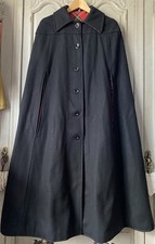Superb Vintage Black & Tartan Wool Cape - Size 10 (poss 12)