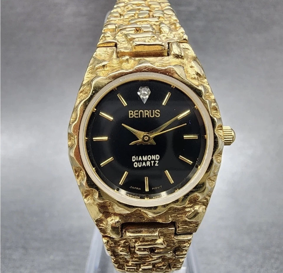 Reloj Mujer "Benrus" Oro y Negro Diamante Cuarzo Foto 2 de 4
